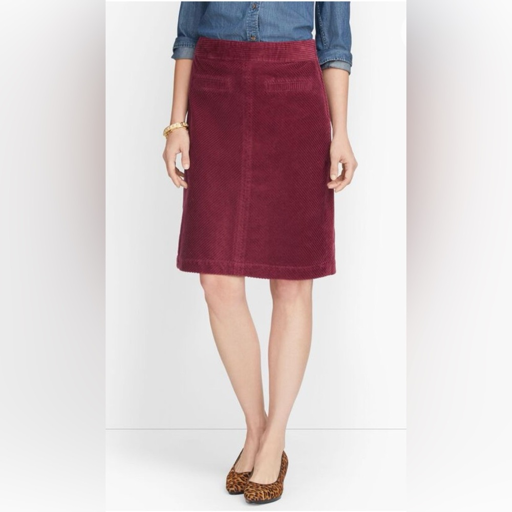 Talbots Burgundy Wide Wale Corduroy Skirt Size16